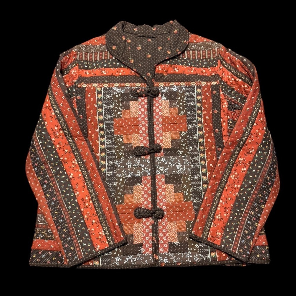 Handmade Quilted Folk Art Jacket | Patchwork Prairie Coat - Picture 3 of 16